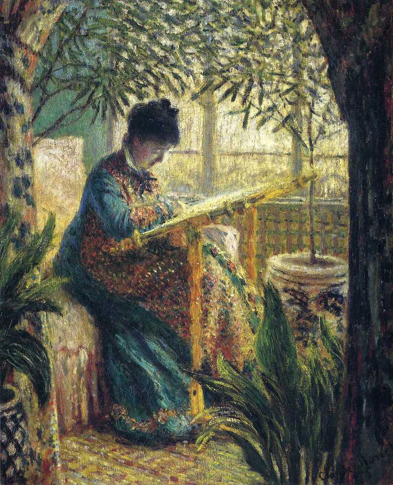 Cloude Monet Oil Painting Madame Monet Embroidering 1875