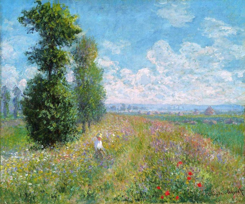 Cloude Monet Oil Painting Meadow with Poplars 1875
