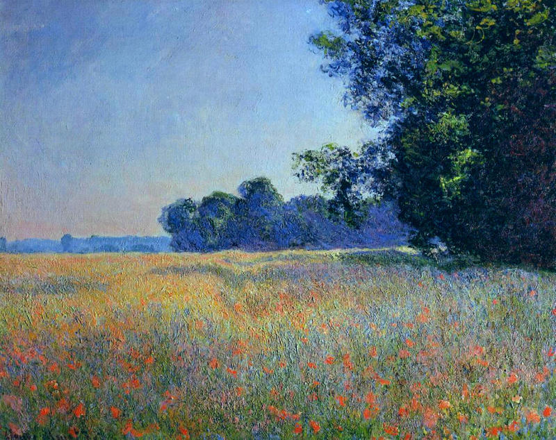 Cloude Monet Painting Oat and Poppy Field, Giverny 1890