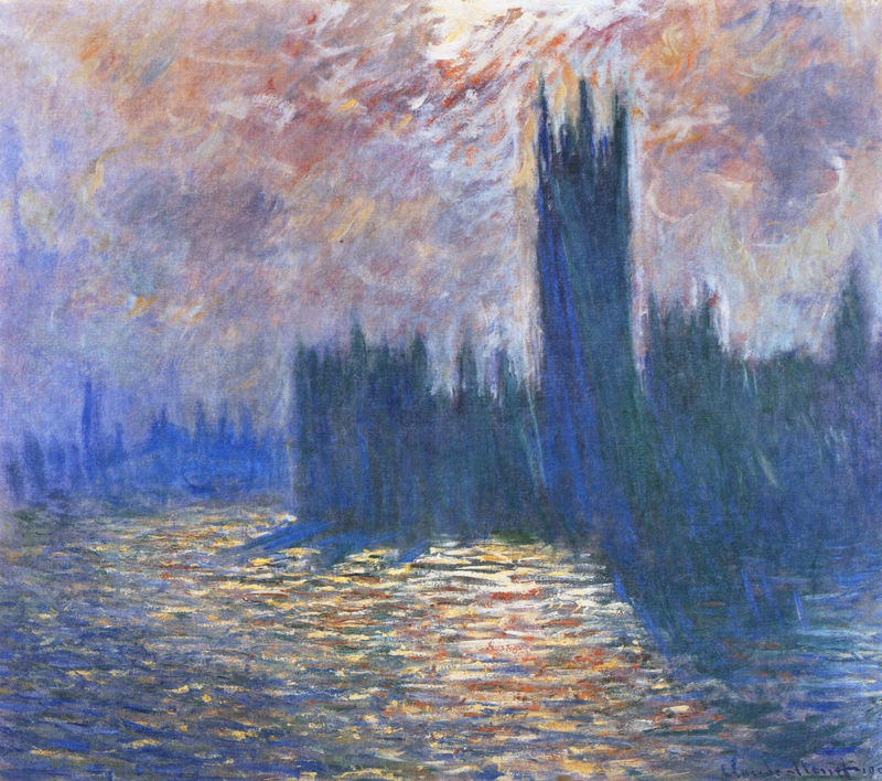 Cloude Monet Painting Parliament, Reflections on the Thames 1904