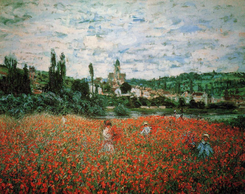 Cloude Monet Painting Poppy Field near Vetheuil 1879