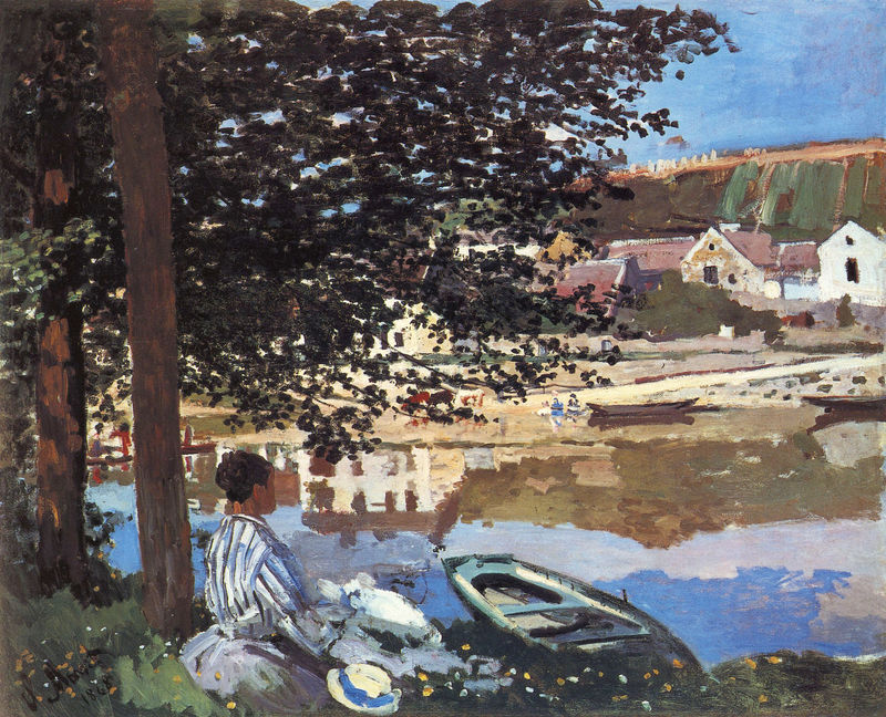 Cloude Monet Oil Painting River Scene at Bennecourt