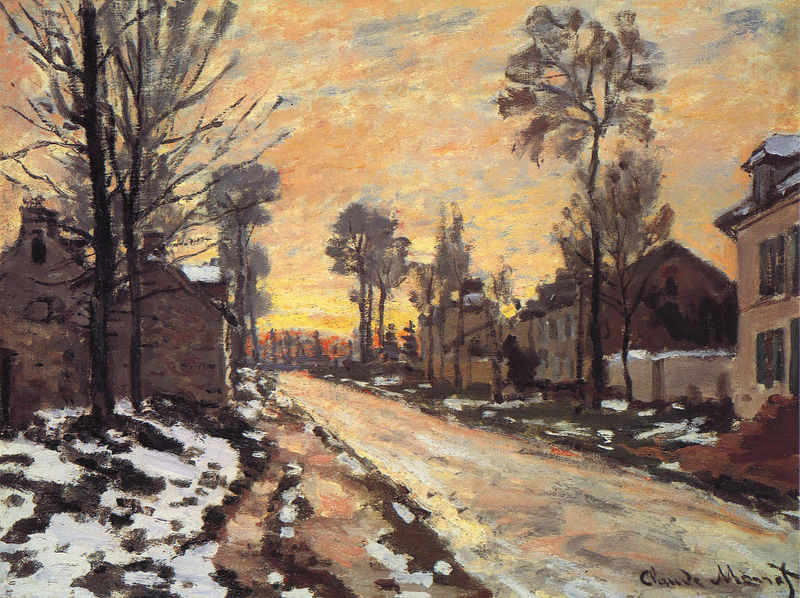 Road at Louveciennes, Melting Snow, Sunset 1870