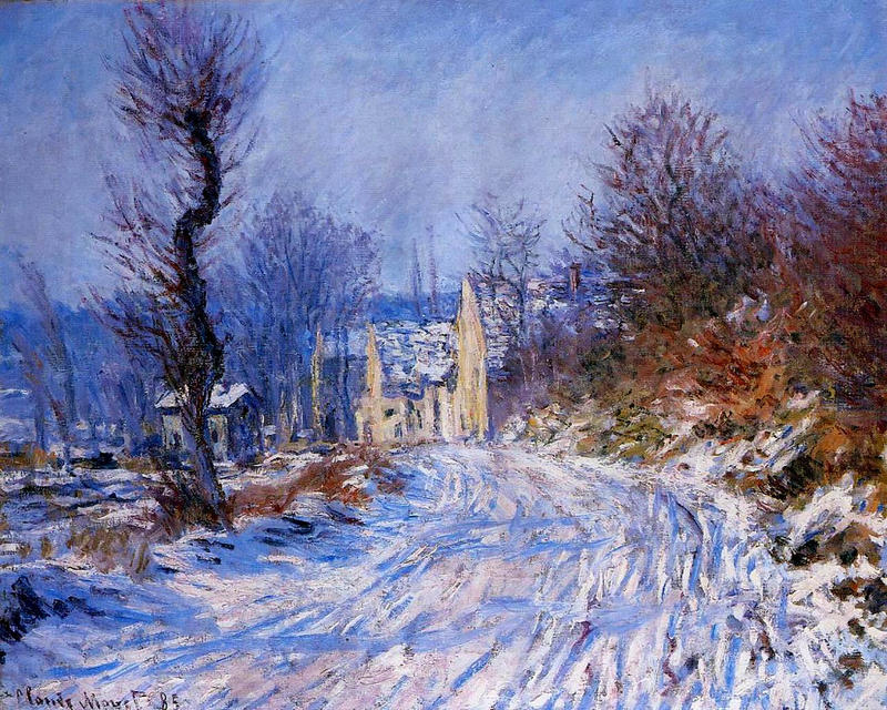 Cloude Monet Oil Painting Road to Giverny in Winter 1885