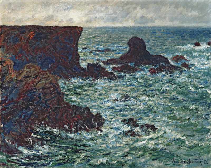 Cloude Monet Painting Rocks at Port Coton, the Lion Rock 1886