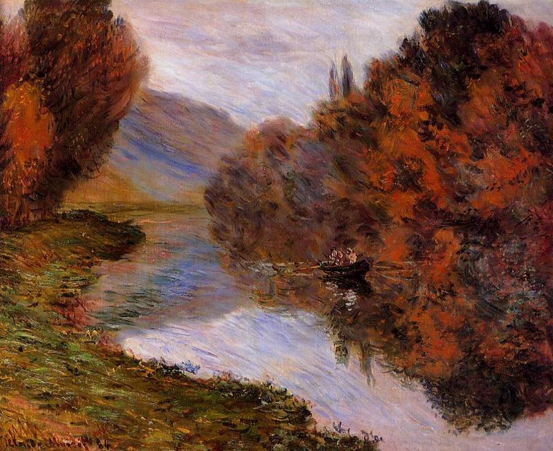 Cloude Monet Oil Painting Rowboat on the Seine at Jeufosse 1884