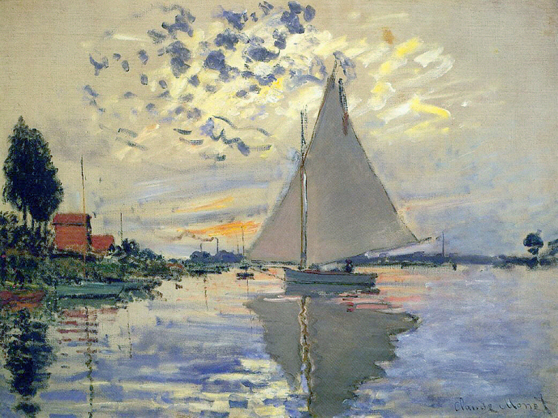 Cloude Monet Painting Sailboat at Le Petit-Gennevilliers 1874