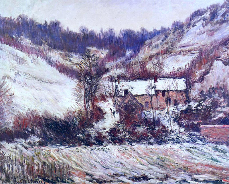 Cloude Monet Oil Paintings Snow Effect at Falaise 1886