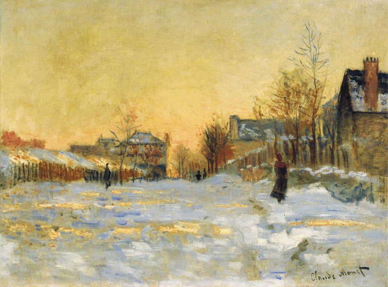 Monet Oil Paintings Snow Effect, The Street in Argentuil 1875