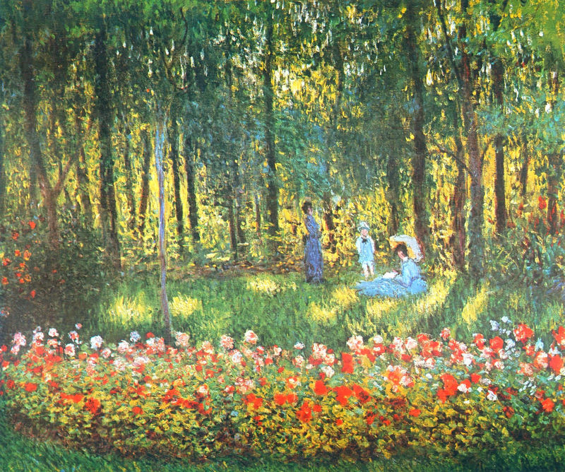 Monet Oil Paintings The Artist's Family in the Garden 1875