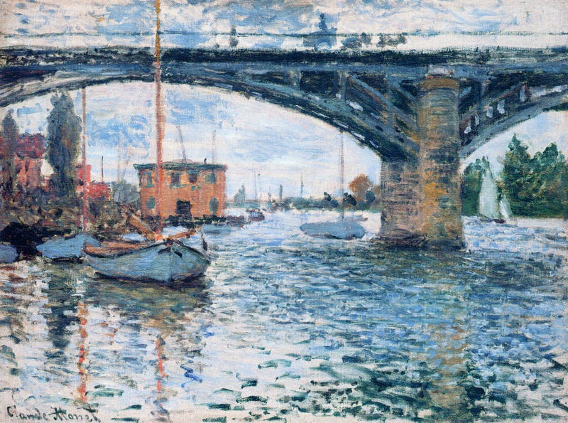 Monet Oil Paintings The Bridge at Argenteuil, Grey Weather 1874