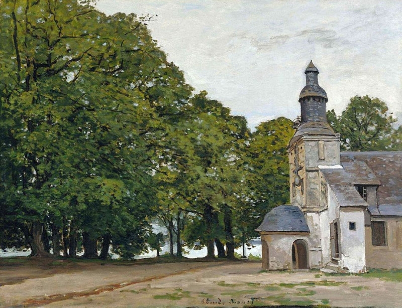 Monet Painting The Chapel Notre-Dame de Grace at Honfleur