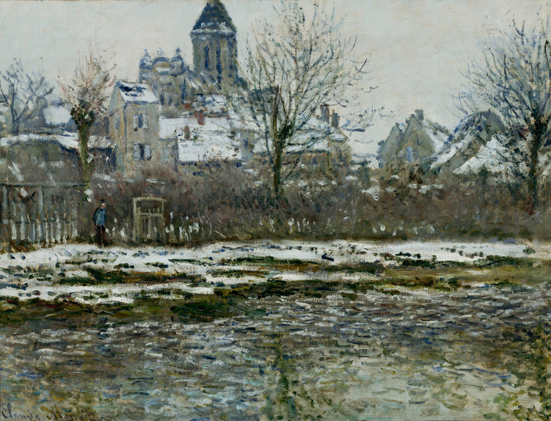 Monet Painting The Church at Vetheuil under Snow 1879