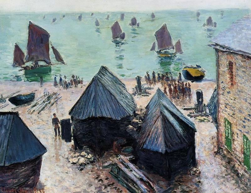 Monet Oil Paintings The Departure of the Boats, Etretat 1885