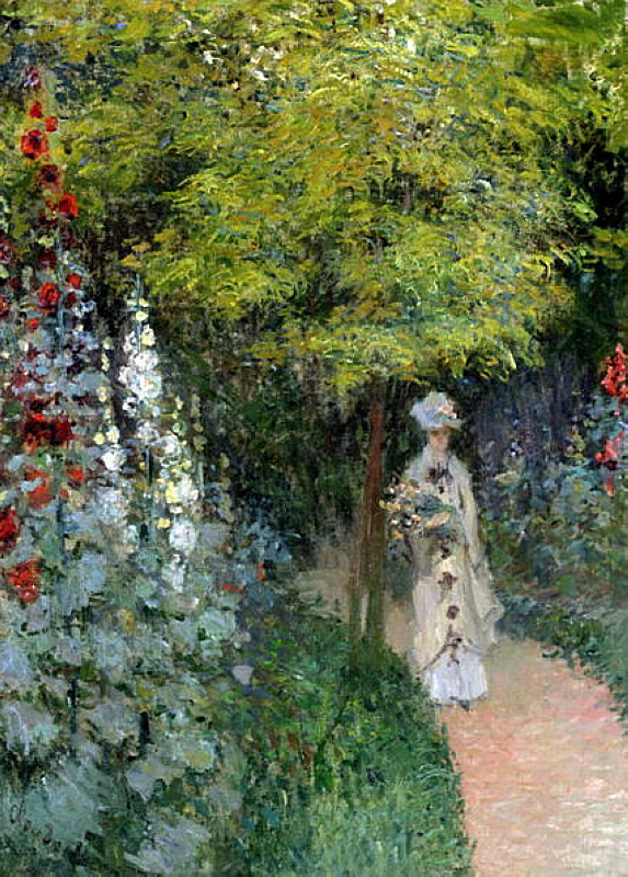 Cloude Monet Oil Paintings The Garden, Hollyhocks 1877