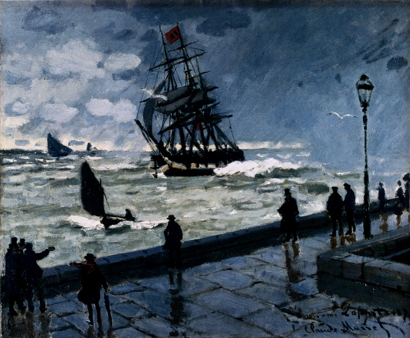 Monet Oil Paintings The Jetty at Le Havre, Bad Weatherv 1870
