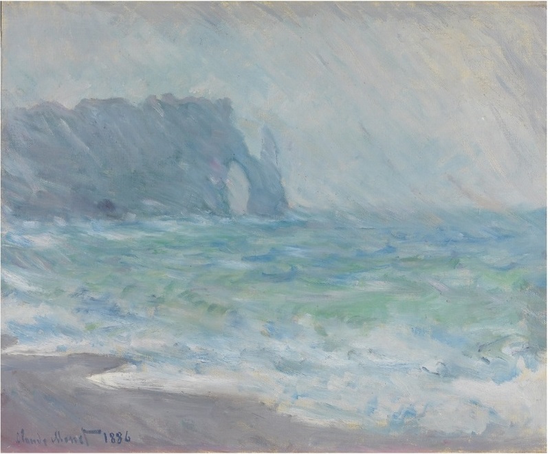 Cloude Monet Paintings The Manneport, Etretat in the Rain 1886