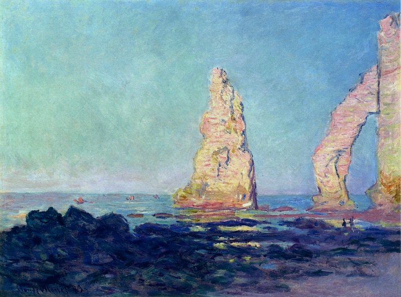 Cloude Monet Oil Paintings The Needle of Etretat, Low Tide 1883