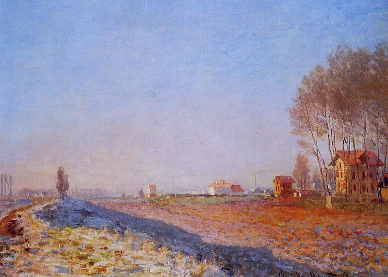 Monet Oil Paintings The Plain of Colombes, White Frost 1873