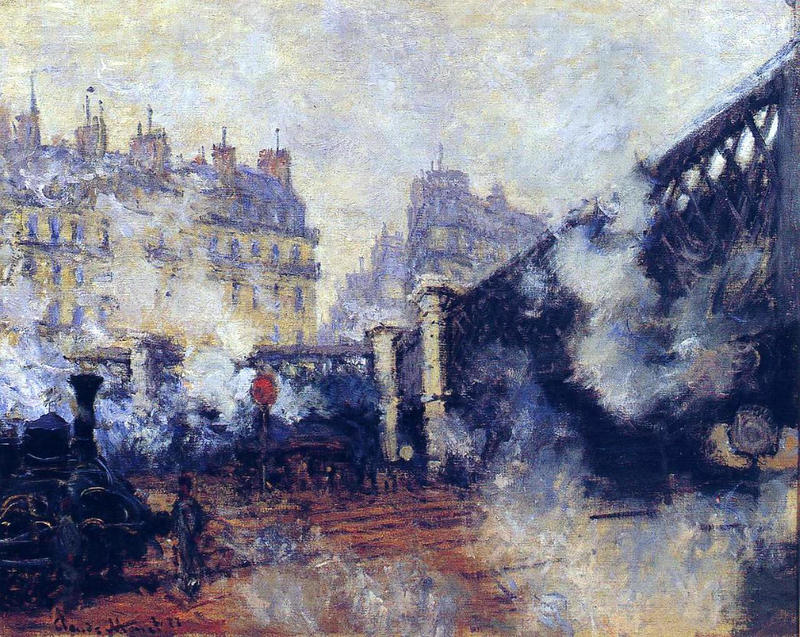 Cloude Monet Painting The Pont de Europe, Gare Saint-Lazare 1877