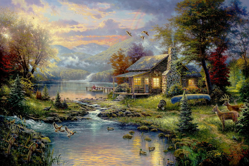 Modern Thomas Kinkade Landscape oil painting TK033