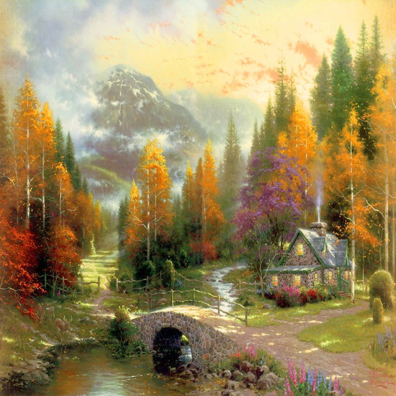 Modern Thomas Kinkade Landscape oil painting TK139