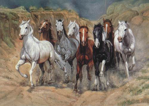 Dafen Oil Painting on canvas -horse001