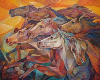 Dafen Oil Painting on canvas -horse056